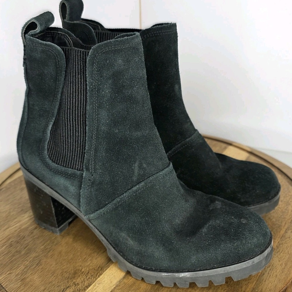 Ugg Hazel Waterproof Chelsea Block Heel Bootie Black Suede Size 8.5 Chunky Y2K